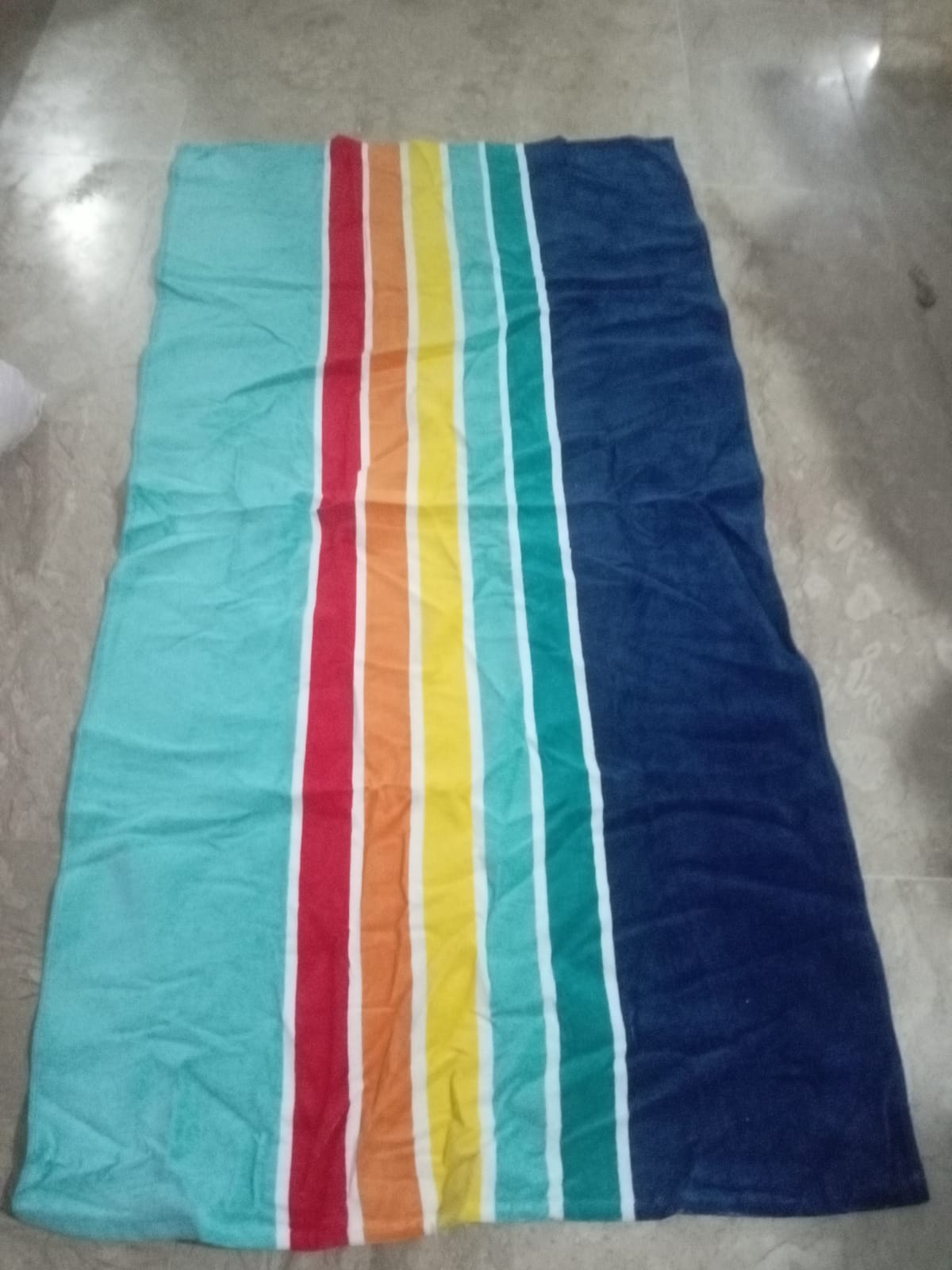 Real factory photo: striped bulk pool towel